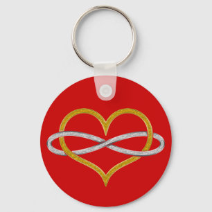 Heart Infinity Gold Silver Key Ring