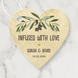 Heart Infused with Love  Olive Oil Rustic Wedding Favour Tags