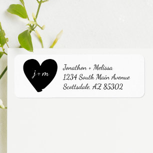 Heart Initials Wedding Invitation Return Address