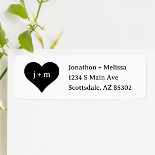 Heart Initials Wedding Invitation Return Address