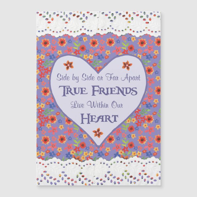 Heart Inspirational Friendship Quote Magnetic Card (Front)