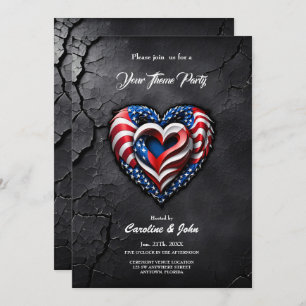 Heart is in the classic colours of the USA flag. Invitation