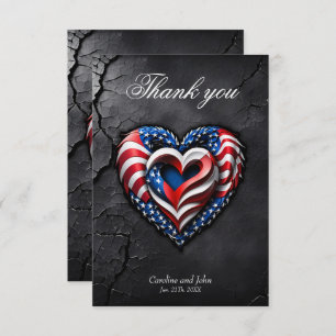 Heart is in the classic colours of the USA flag. Thank You Card