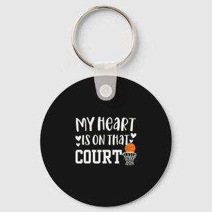 Heart is on that court basketball game day mum key ring