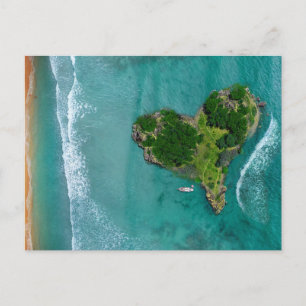 Heart Island Tropical Beach Ocean Travel Photo Postcard