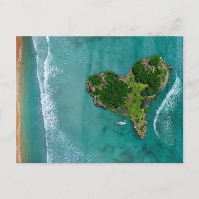 Heart Island Tropical Beach Ocean Travel Photo Postcard (Front)