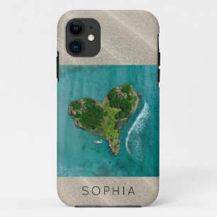 Heart Island Tropical Ocean Travel Photo Name iPhone 11 Case