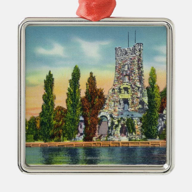 Heart Island View of Alster Tower Metal Tree Decoration (Front)