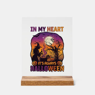 Heart Its Always Halloween Witch Cauldron Tree Moo Acrylic Sign