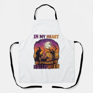 Heart Its Always Halloween Witch Cauldron Tree Moo Apron