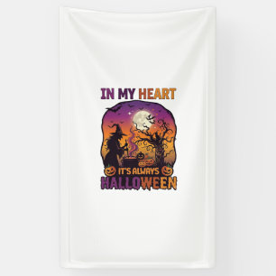 Heart Its Always Halloween Witch Cauldron Tree Moo Banner