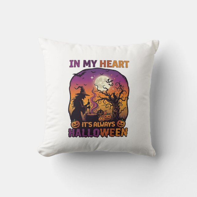 Heart Its Always Halloween Witch Cauldron Tree Moo Cushion (Front)