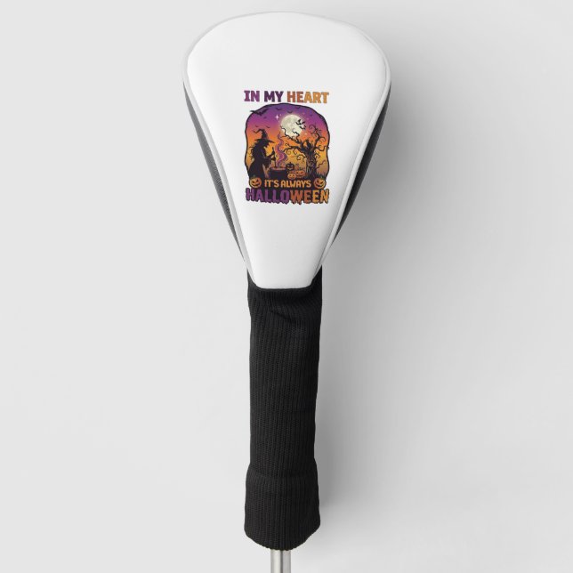 Heart Its Always Halloween Witch Cauldron Tree Moo Golf Head Cover (Front)