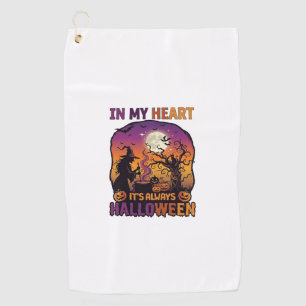 Heart Its Always Halloween Witch Cauldron Tree Moo Golf Towel