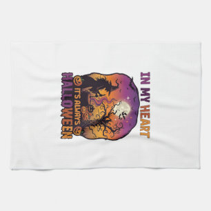 Heart Its Always Halloween Witch Cauldron Tree Moo Tea Towel