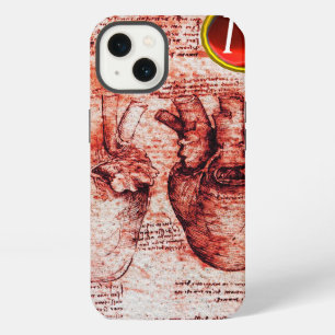 Heart,Its Blood Vessels Parchment Red Gem Monogram iPhone 13 Case