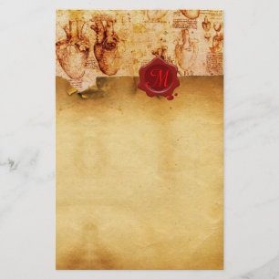 HEART & IT'S BLOOD VESSELS RED WAX SEAL PARCHMENT STATIONERY