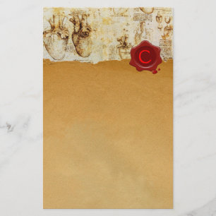 HEART & IT'S BLOOD VESSELS RED WAX SEAL PARCHMENT STATIONERY