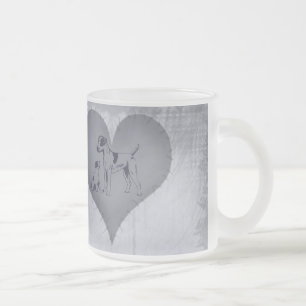 Heart Jack Russel Frosted Glass Coffee Mug