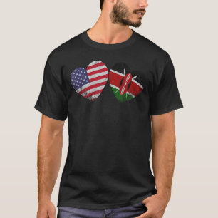Heart Kenyan American Flag Patriotic Family Herita T-Shirt