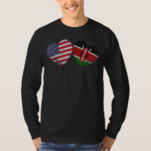 Heart Kenyan American Flag Patriotic Family Herita T-Shirt