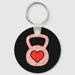 Heart Kettlebell Gym Fitness Valentines Day Men Wo Key Ring