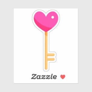 Heart Key Sticker