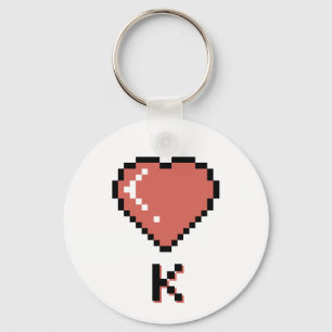 Heart King black outline Key Ring