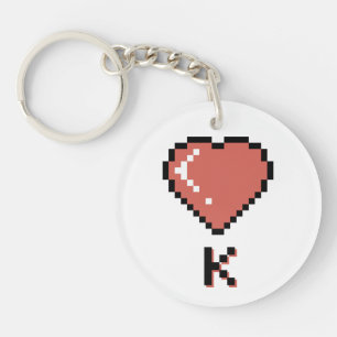 Heart King black outline Key Ring
