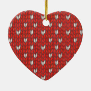 HEART KNIT Ceramic Heart Ornament