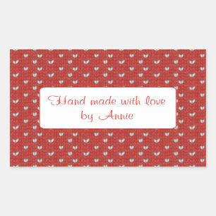 HEART KNIT Rectangle "Hand Made" Stickers