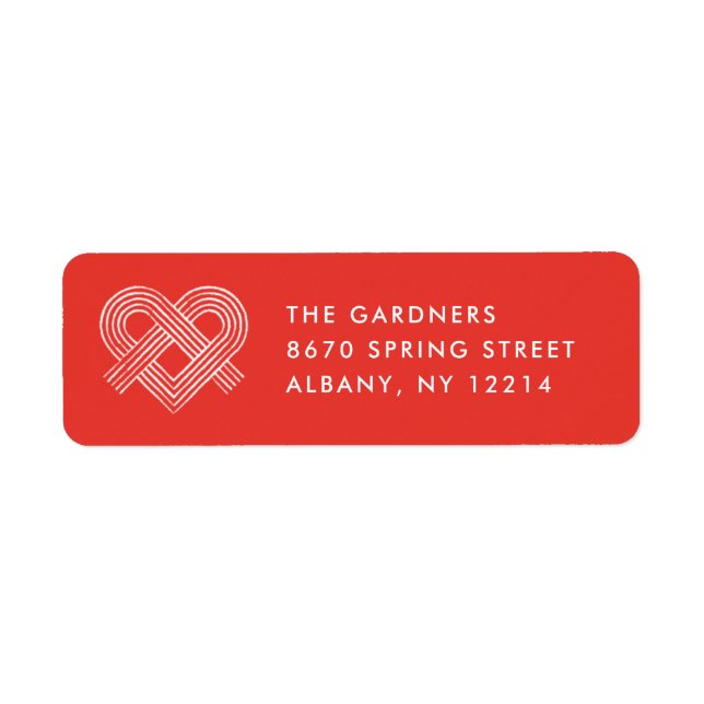 Heart Knot Valentine's Day Mailing Label - Red (Front)