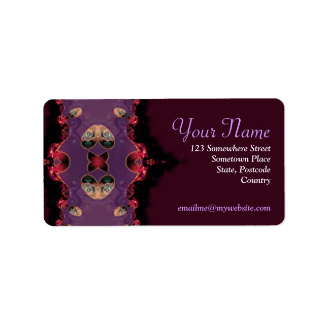 Heart Lace Purple Deep Red Address Label (Front)