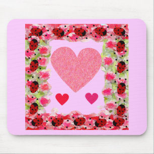 Heart Ladybugs Mouse Mat