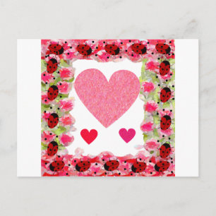 Heart Ladybugs Postcard