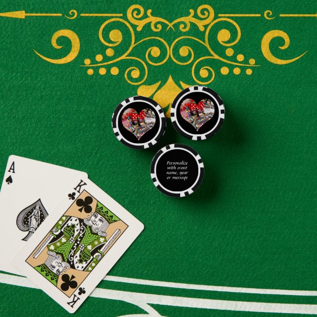 Heart - Las Vegas Playing Card Shape Poker Chips (Poker Table (Stack))