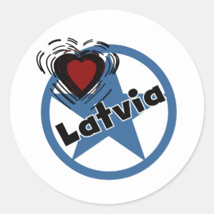 Heart Latvia Classic Round Sticker