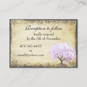 Heart Leaf Lavender Tree Direction Wedding Card
