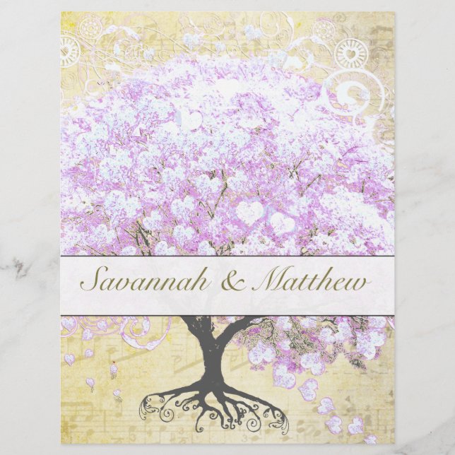 Heart Leaf Lavender Tree Vintage Bird Wedding (Front)