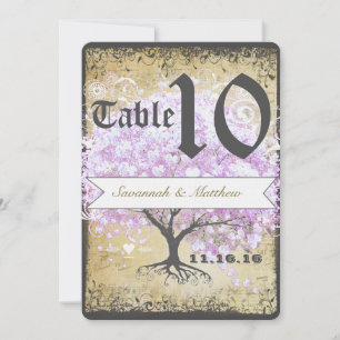 Heart Leaf Lavender Tree Vintage Bird Wedding Invitation