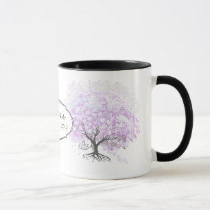 Heart Leaf Lavender Tree Vintage Bird Wedding Mug