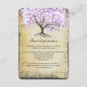 Heart Leaf Lavender Tree Vintage Bird Wedding RSVP Enclosure Card
