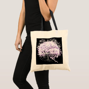 Heart Leaf Lavender Tree Vintage Bird Wedding Tote Bag