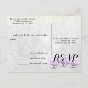 Heart Leaf Tree Purple Enchanted Forest Wedding Postcard