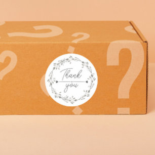 heart Leaf Wreath Thank You business parcel Classic Round Sticker