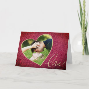 Heart Leather Print Love Valentine`s Day Photo  Holiday Card