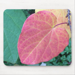 Heart Leaves of Yellow Red Green - Mouse Mat