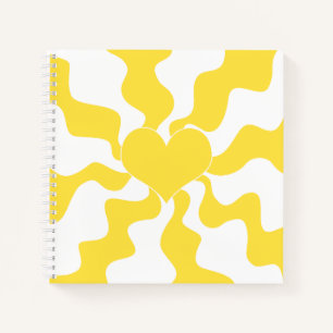 Heart - Lemon Yellow and White Notebook