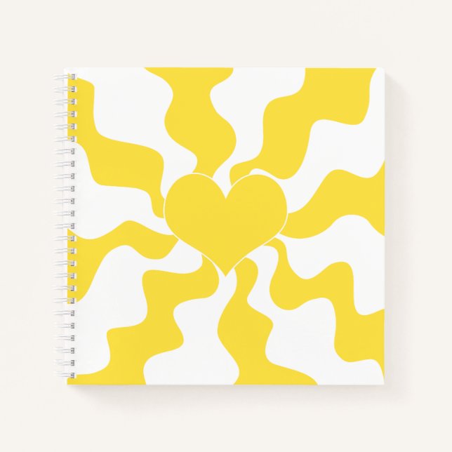 Heart - Lemon Yellow and White Notebook (Front)