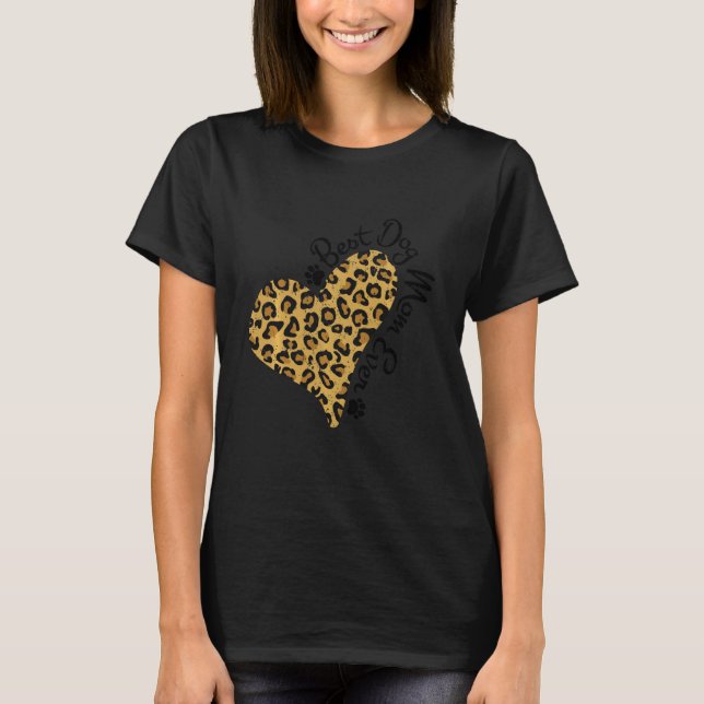 Heart Leopard Best Dog Mum Ever Proud Service Dog  T-Shirt (Front)